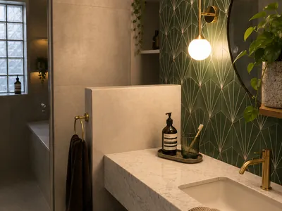 Une salle de bain toute verte dans le XIe