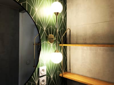 Une salle de bain toute verte dans le XIe
