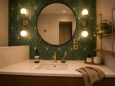 Une salle de bain toute verte dans le XIe